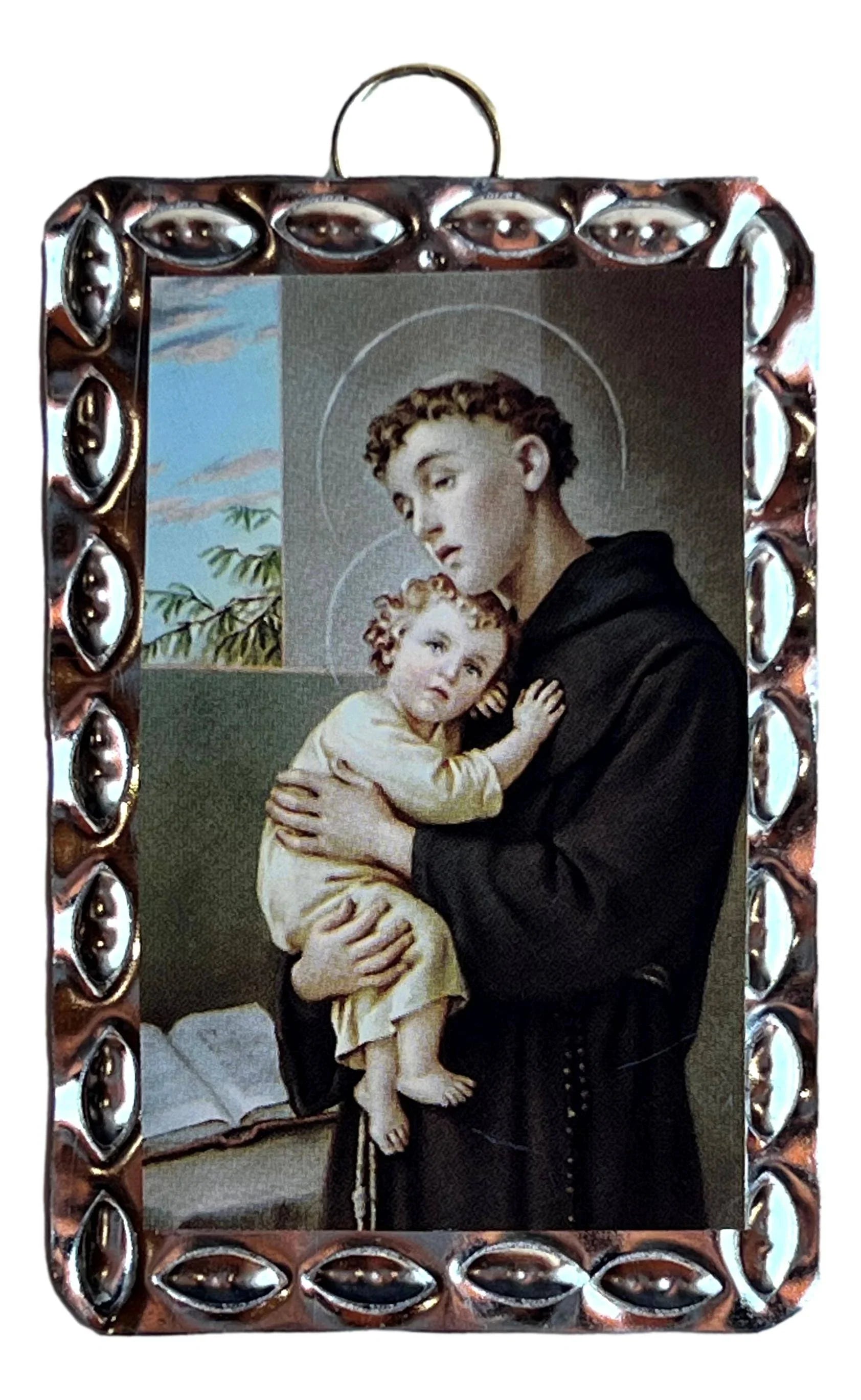 Mini Retablo St. Anthony | Handcrafted Spanish Colonial Tinwork | 3x2 Traditional New Mexico Art - Ysleta Mission Gift Shop