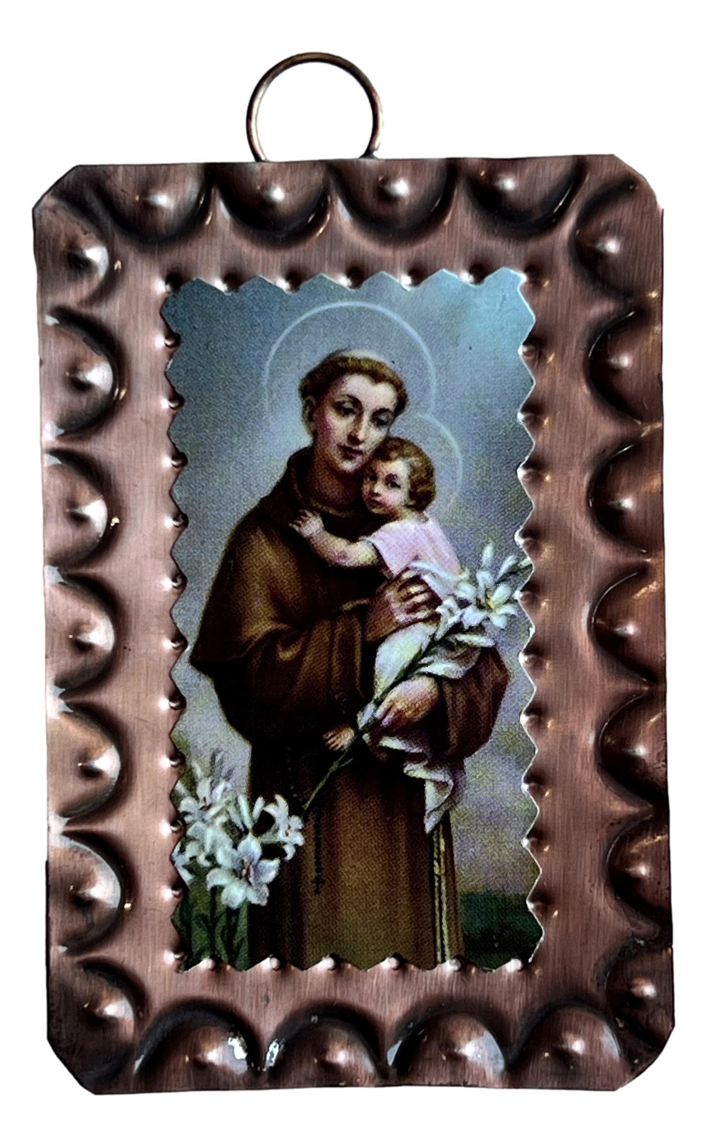 Mini Retablo St. Anthony | Handcrafted Spanish Colonial Tinwork | 3x2 Traditional New Mexico Art - Ysleta Mission Gift Shop