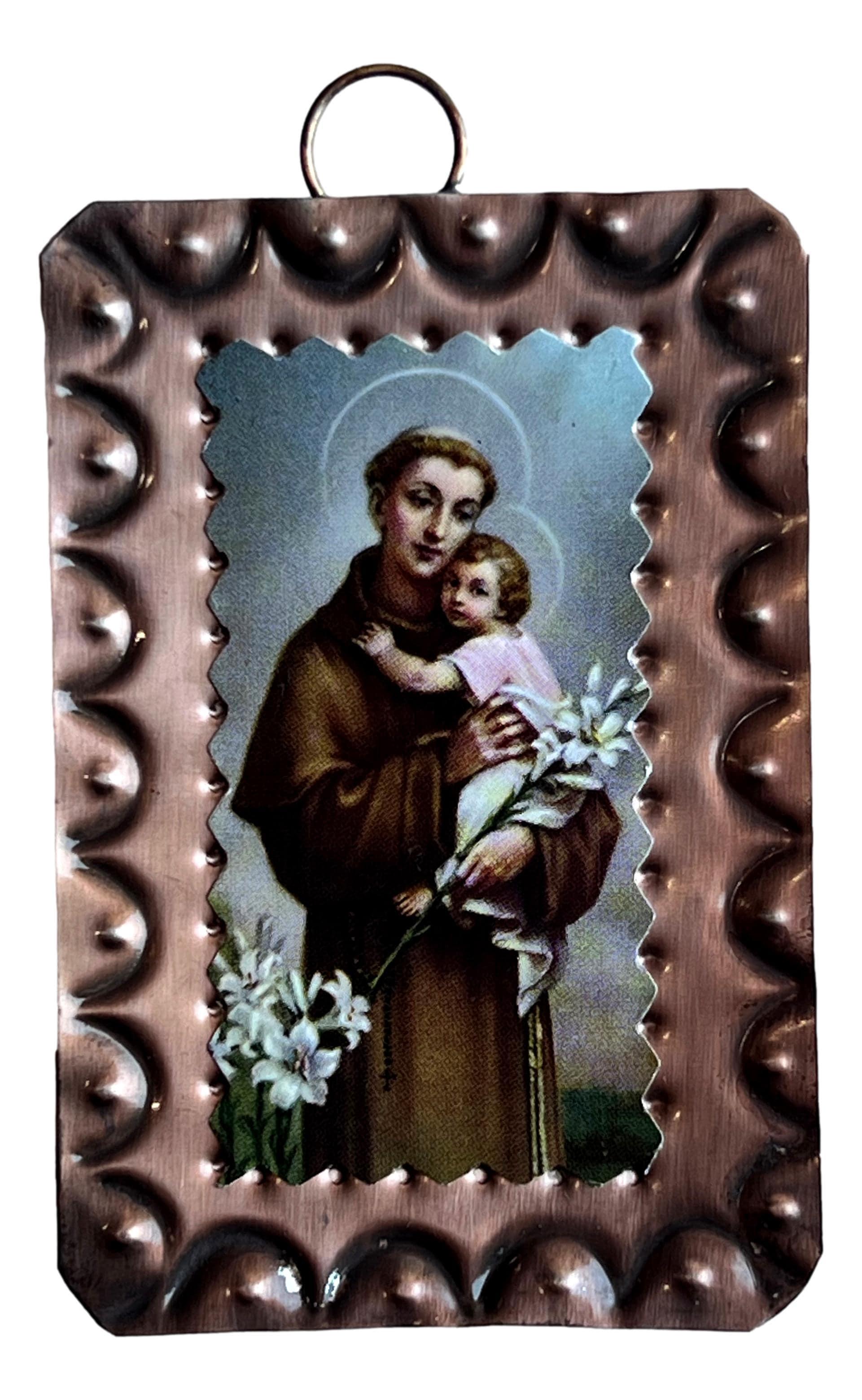 Mini Retablo St. Anthony | Handcrafted Spanish Colonial Tinwork | 3x2 Traditional New Mexico Art - Ysleta Mission Gift Shop