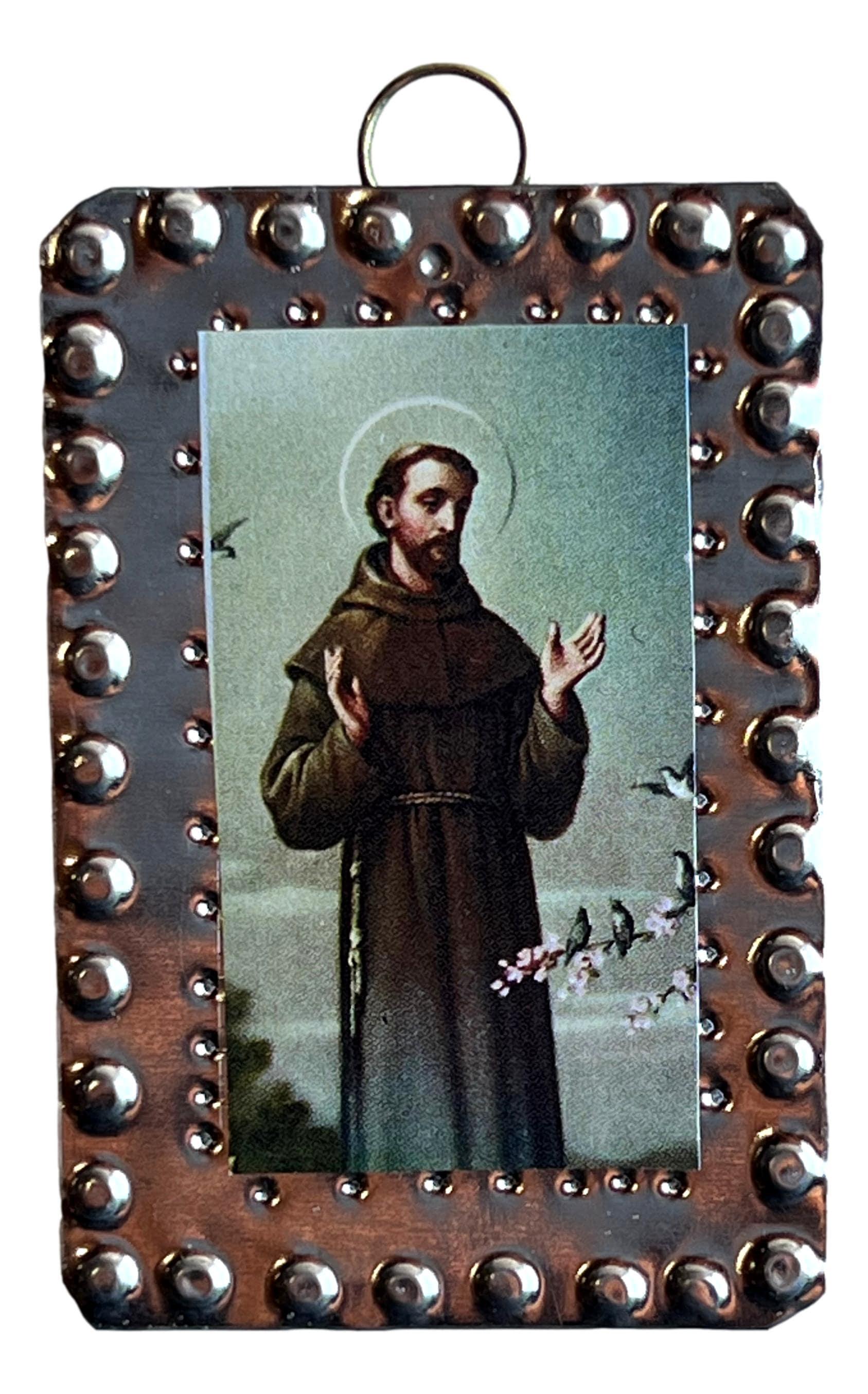 Mini Retablo St. Francis | Handcrafted Spanish Colonial Tin Art | 3x2 Made in New Mexico - Ysleta Mission Gift Shop