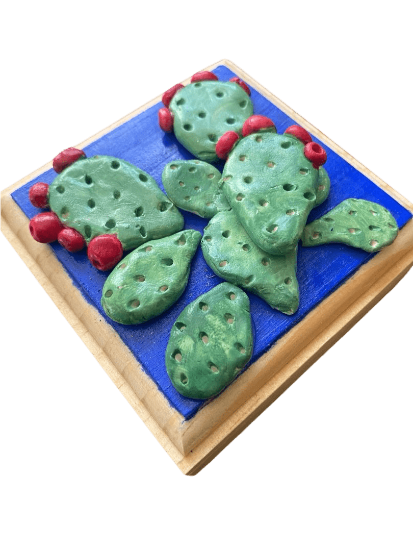 Original Art Keepsake Box Prickly Pear 3.5 x3.5 - Ysleta Mission Gift Shop