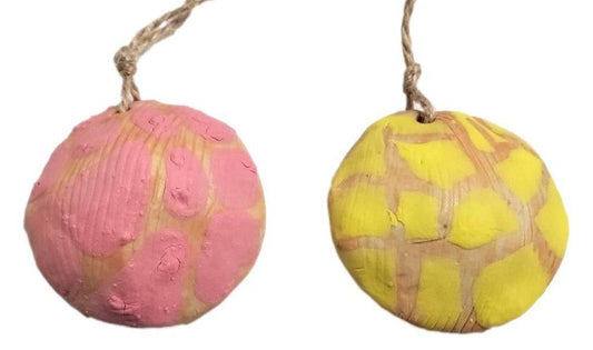 Ornament Mexican Sweet Bread Handcrafted Pan Dulce Concha Clay 2 inches - Ysleta Mission Gift Shop