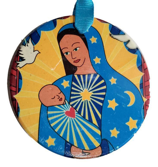 Ornament Round Sublimated High Color Original Art Colorful Ribbon - Ysleta Mission Gift Shop