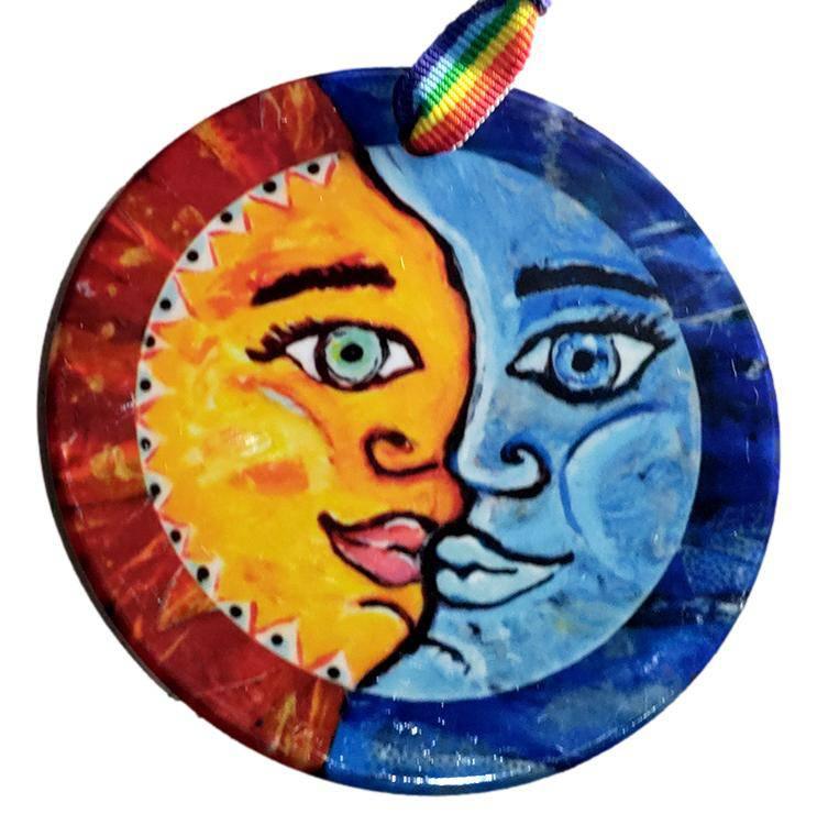 Ornament Round Sublimated High Color Original Art Colorful Ribbon - Ysleta Mission Gift Shop