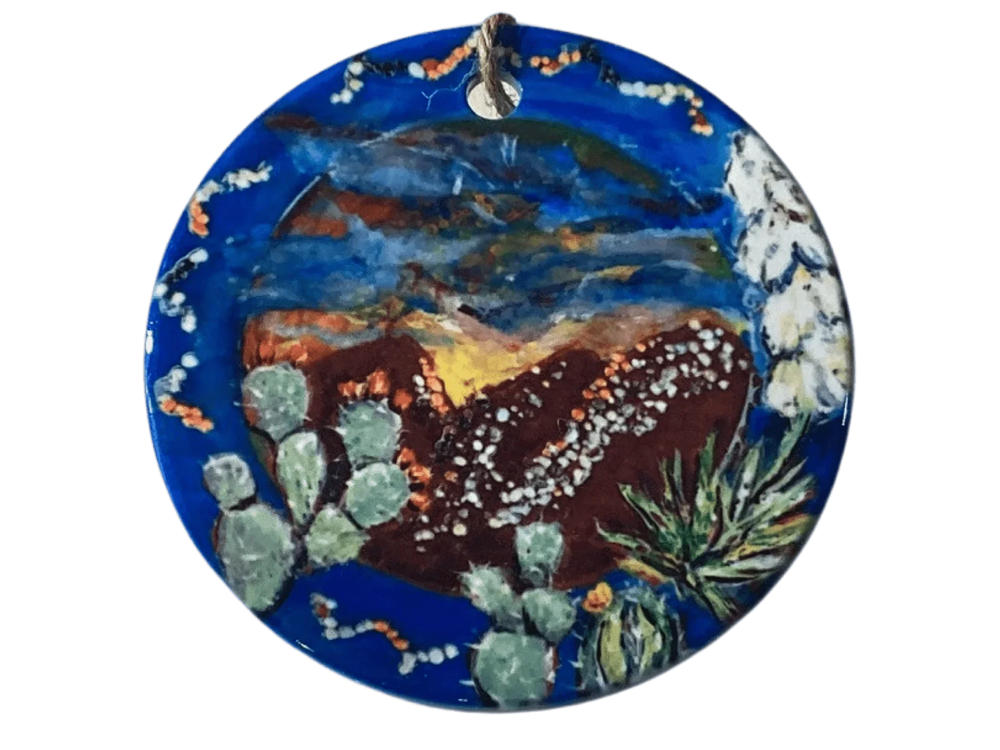 Ornament Round Sublimated High Color Original Art Colorful Ribbon - Ysleta Mission Gift Shop
