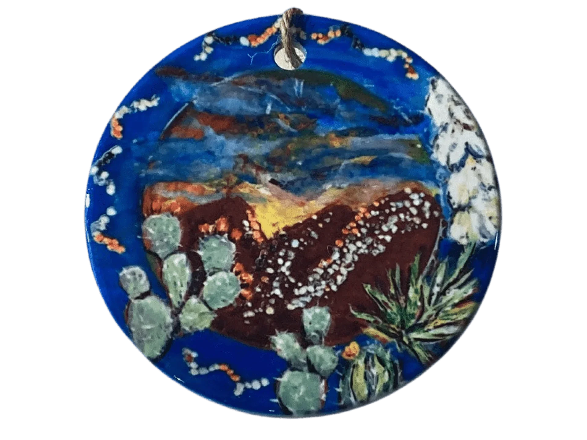 Ornament Round Sublimated High Color Original Art Colorful Ribbon - Ysleta Mission Gift Shop
