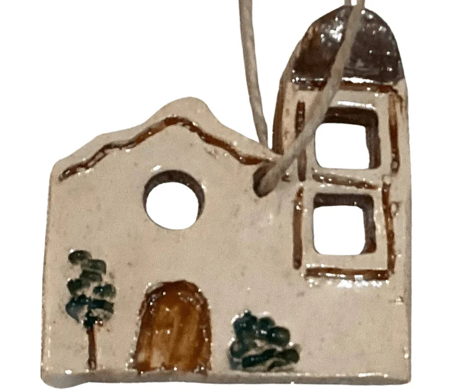 Ornament Ysleta Mission Ceramic Glazed Handcrafted 3" x 2.5" - Ysleta Mission Gift Shop