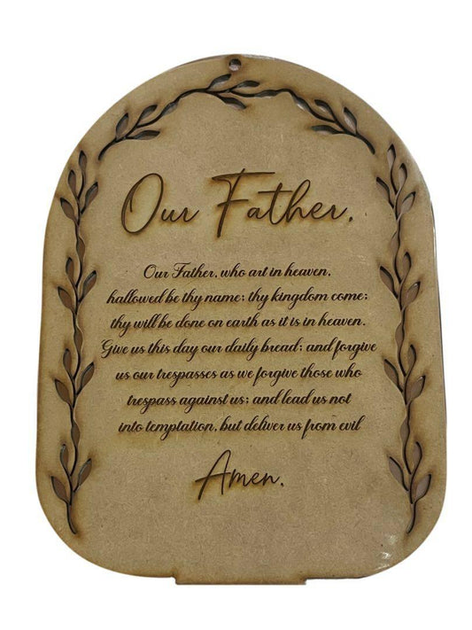 Our Father Plaque – Laser Cut Wood Home Accent - Ysleta Mission Gift Shop