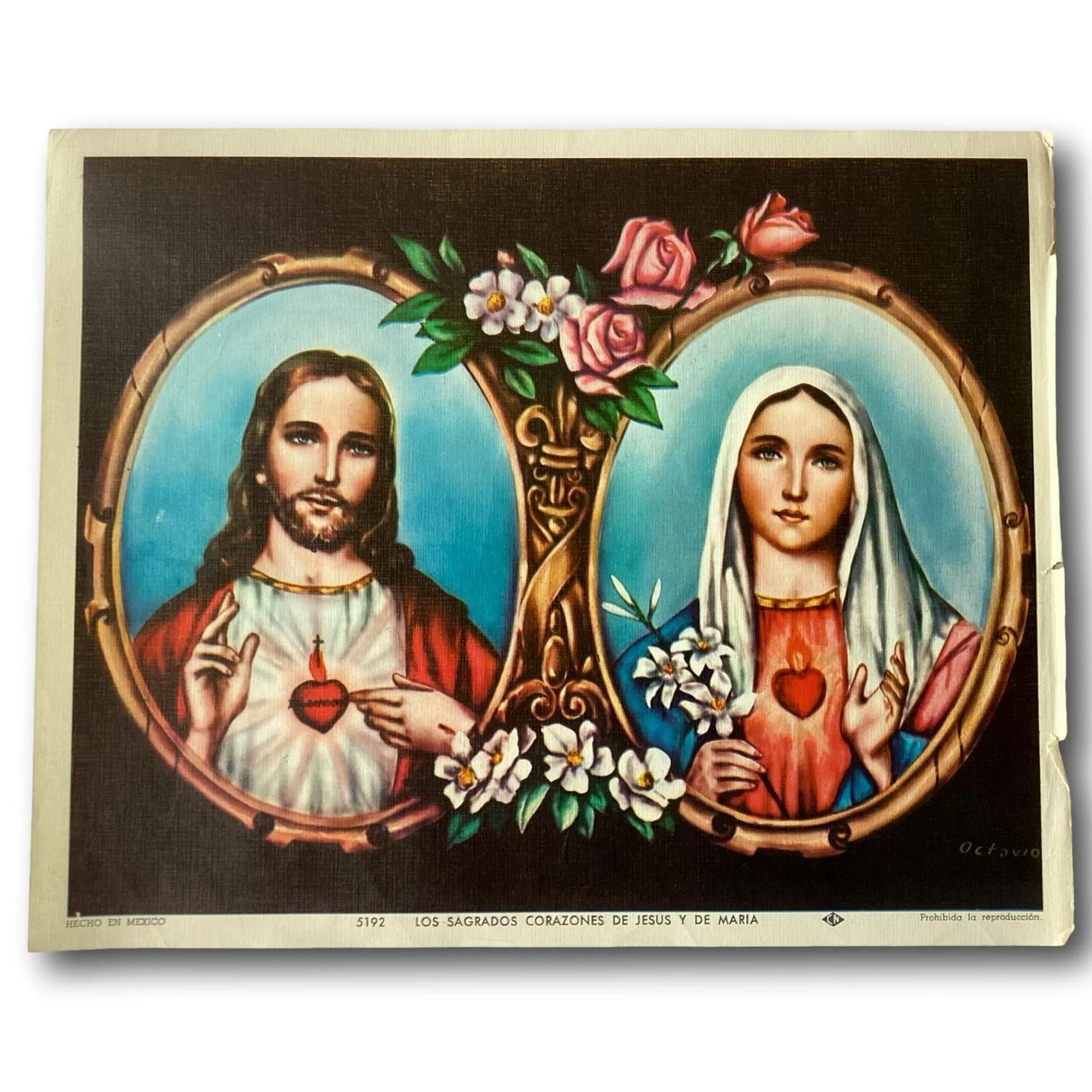 Out-of-Print Religious Image – Sacred Heart of Jesus with Mary / Sagrado Corazón de Jesús con María – New Old Stock - Ysleta Mission Gift Shop