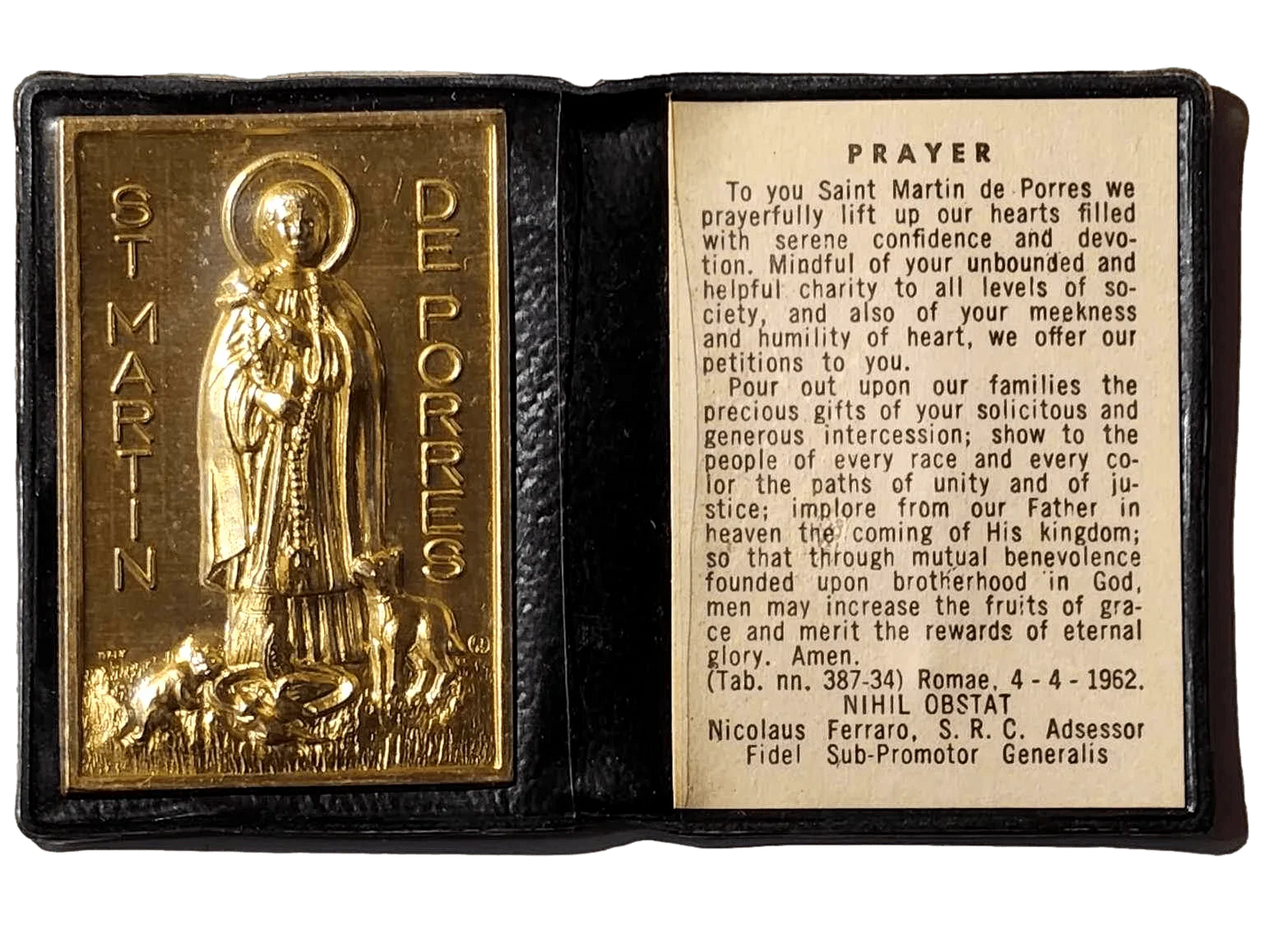 Pocket Shrine Patron Saint Prayer Plaque Booklet Set – 4"x2.5" New Old Stock - Ysleta Mission Gift Shop