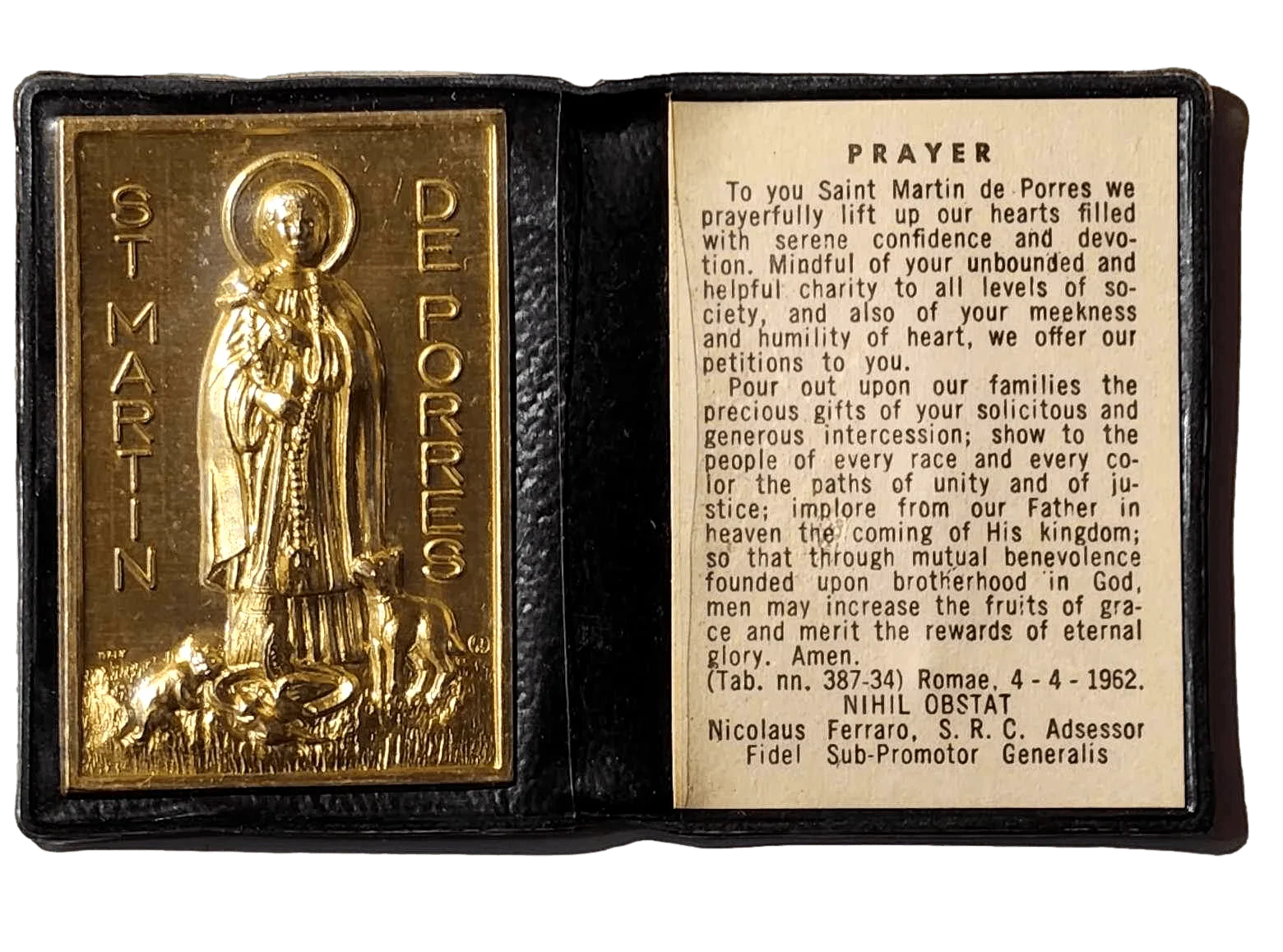 Pocket Shrine Patron Saint Prayer Plaque Booklet Set – 4"x2.5" New Old Stock - Ysleta Mission Gift Shop