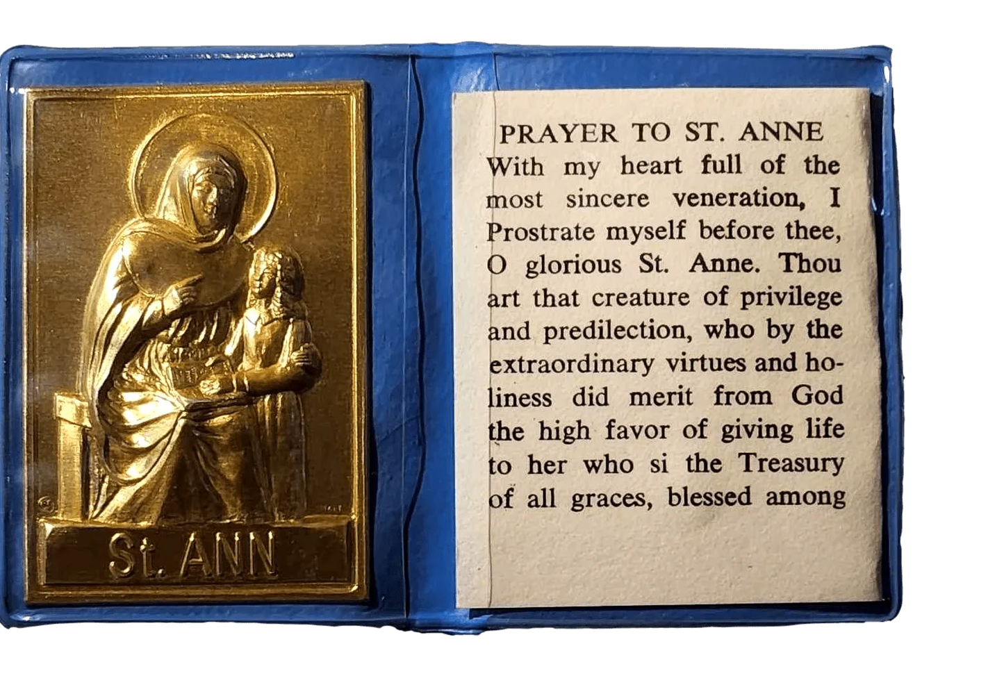 Pocket Shrine Patron Saint Prayer Plaque Booklet Set – 4"x2.5" New Old Stock - Ysleta Mission Gift Shop