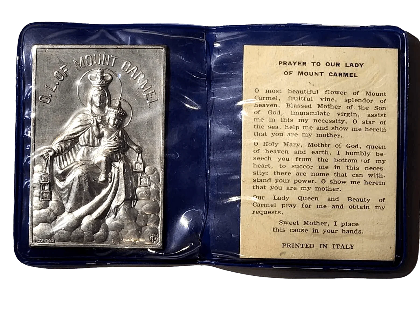 Pocket Shrine Patron Saint Prayer Plaque Booklet Set – 4"x2.5" New Old Stock - Ysleta Mission Gift Shop