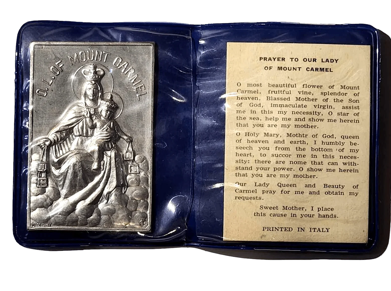 Pocket Shrine Patron Saint Prayer Plaque Booklet Set – 4"x2.5" New Old Stock - Ysleta Mission Gift Shop
