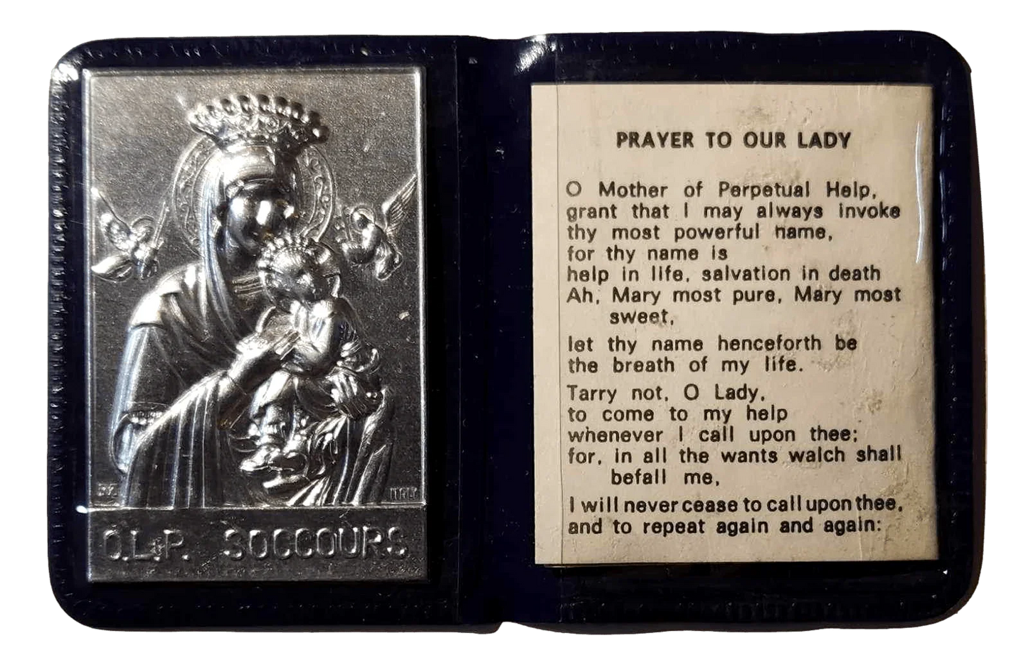 Pocket Shrine Patron Saint Prayer Plaque Booklet Set – 4"x2.5" New Old Stock - Ysleta Mission Gift Shop