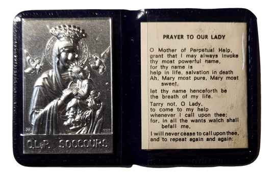 Pocket Shrine Patron Saint Prayer Plaque Booklet Set – 4"x2.5" New Old Stock - Ysleta Mission Gift Shop