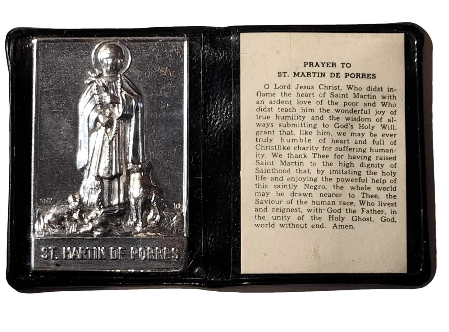 Pocket Shrine Patron Saint Prayer Plaque Booklet Set – 4"x2.5" New Old Stock - Ysleta Mission Gift Shop