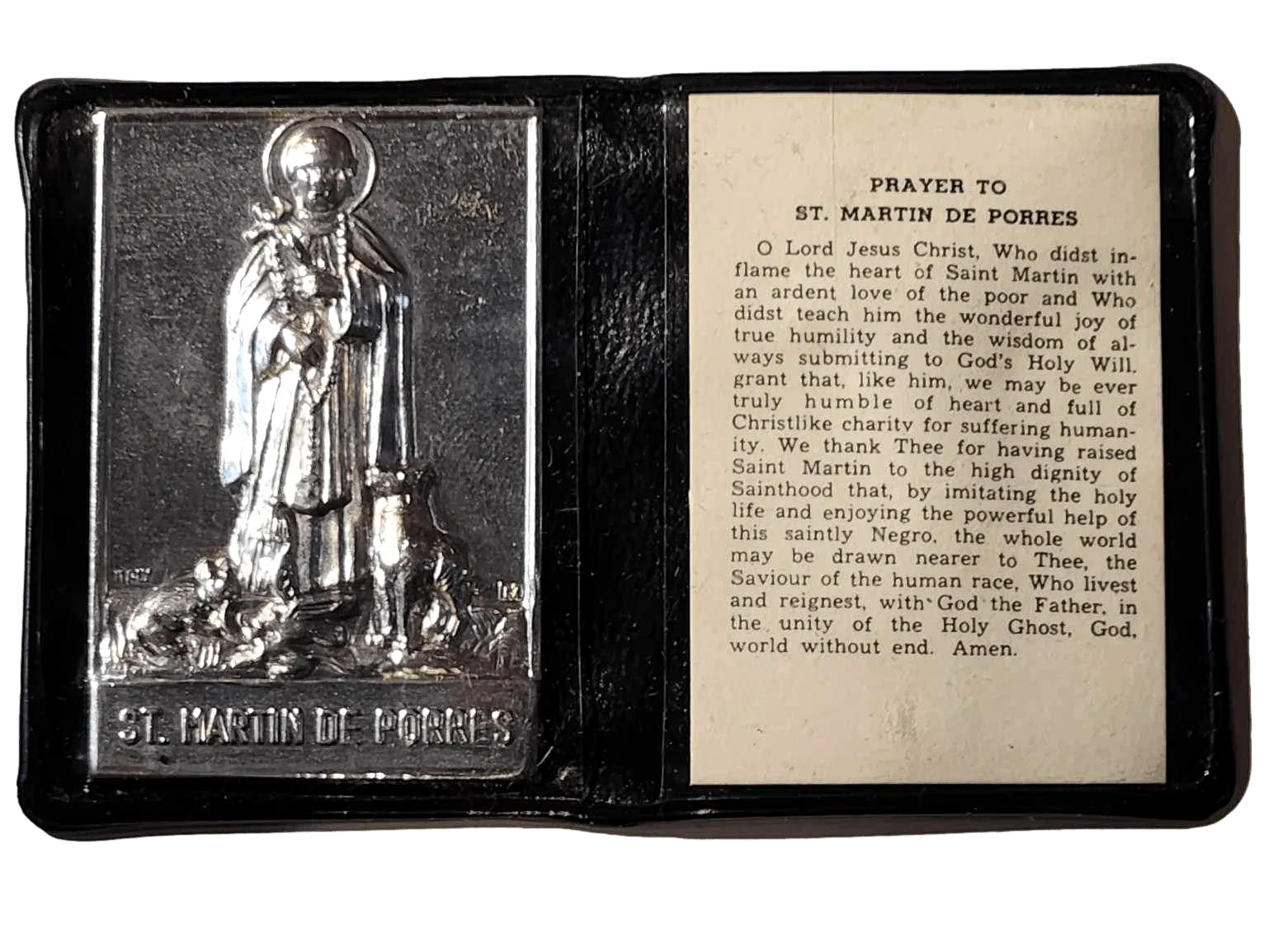 Pocket Shrine Patron Saint Prayer Plaque Booklet Set – 4"x2.5" New Old Stock - Ysleta Mission Gift Shop