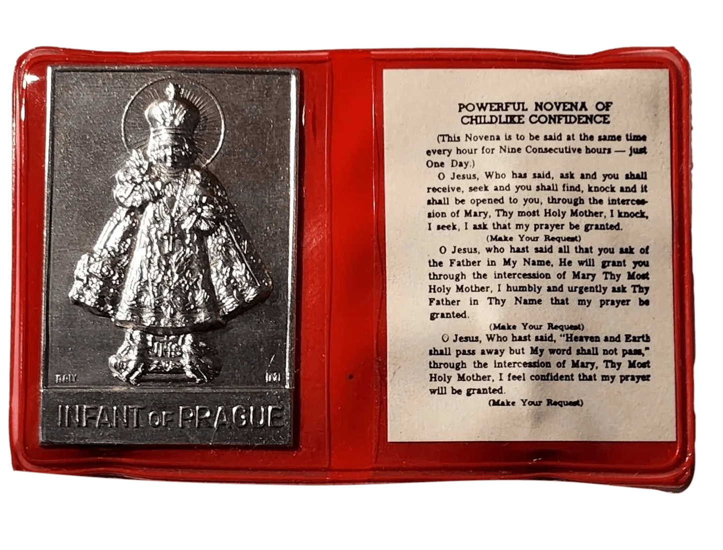 Pocket Shrine Patron Saint Prayer Plaque Booklet Set – 4"x2.5" New Old Stock - Ysleta Mission Gift Shop