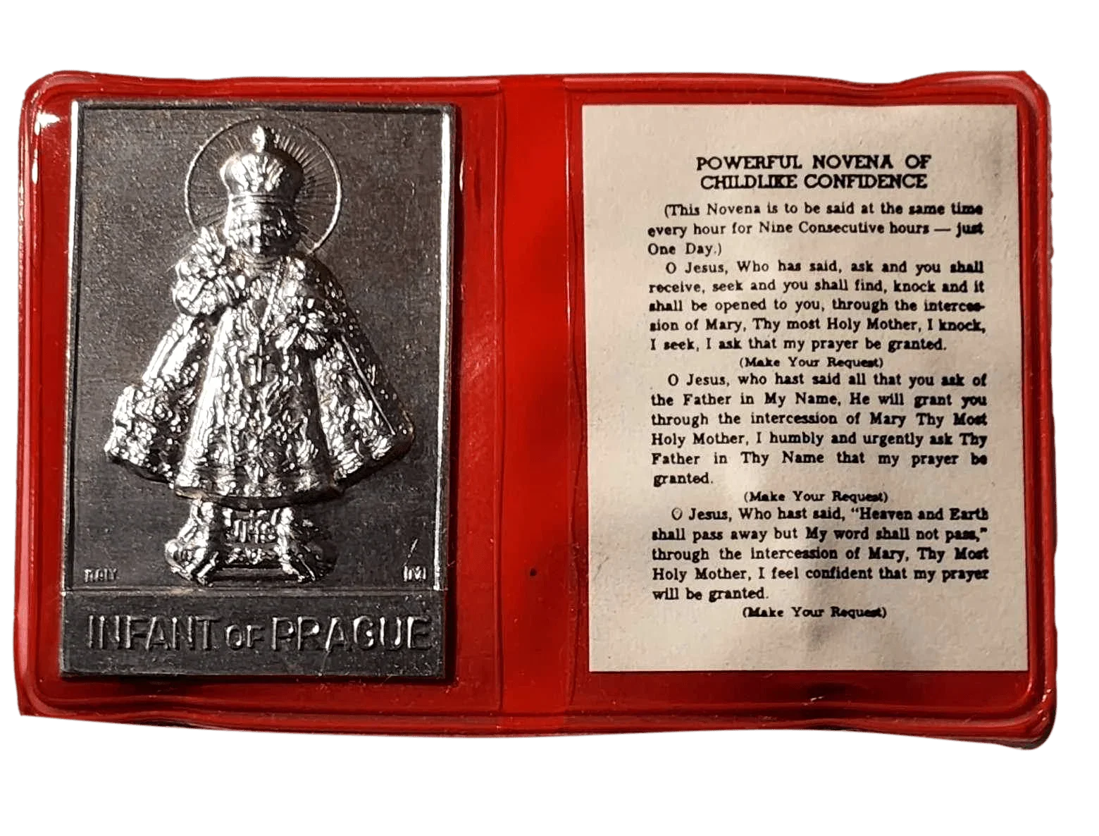Pocket Shrine Patron Saint Prayer Plaque Booklet Set – 4"x2.5" New Old Stock - Ysleta Mission Gift Shop