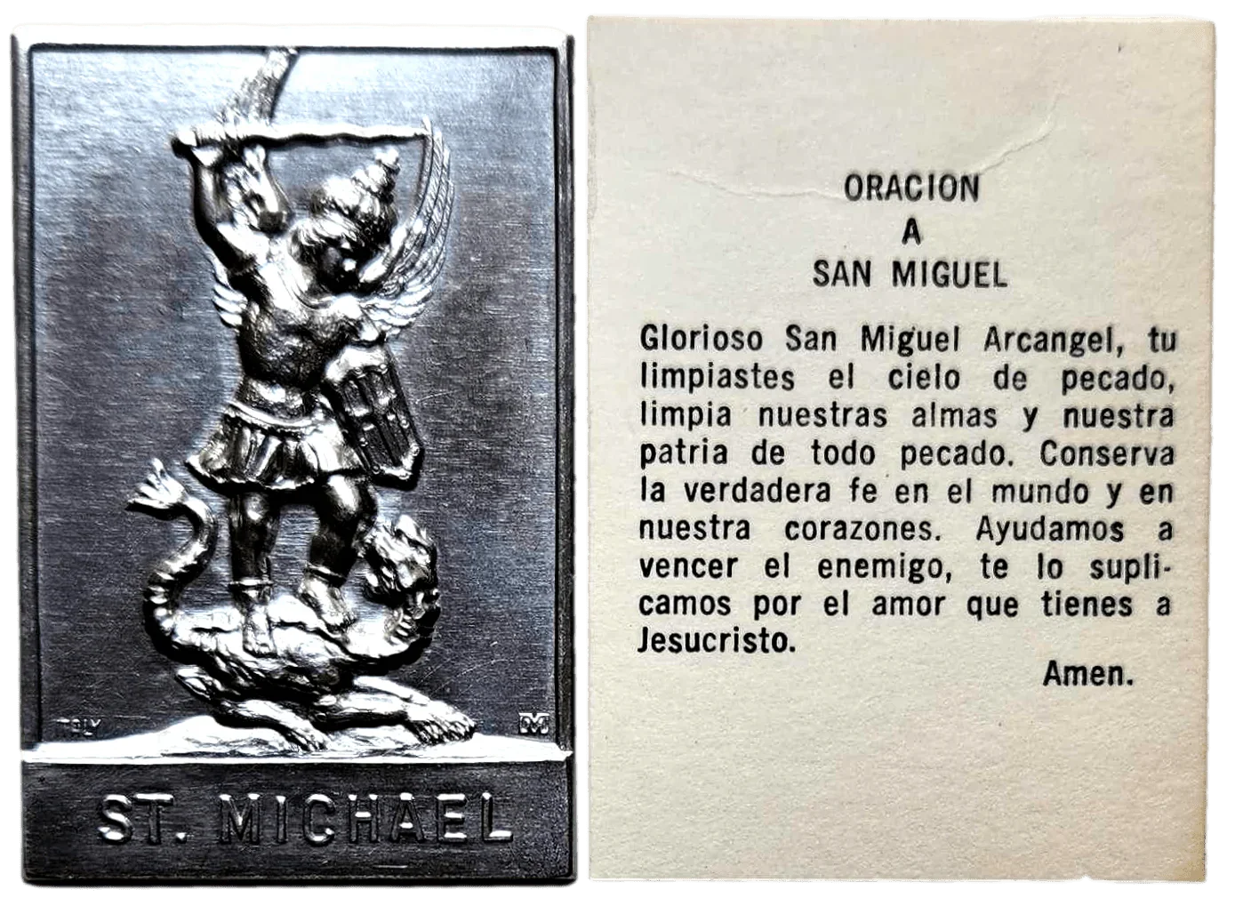 Pocket Shrine Patron Saint Prayer Plaque Booklet Set – 4"x2.5" New Old Stock - Ysleta Mission Gift Shop