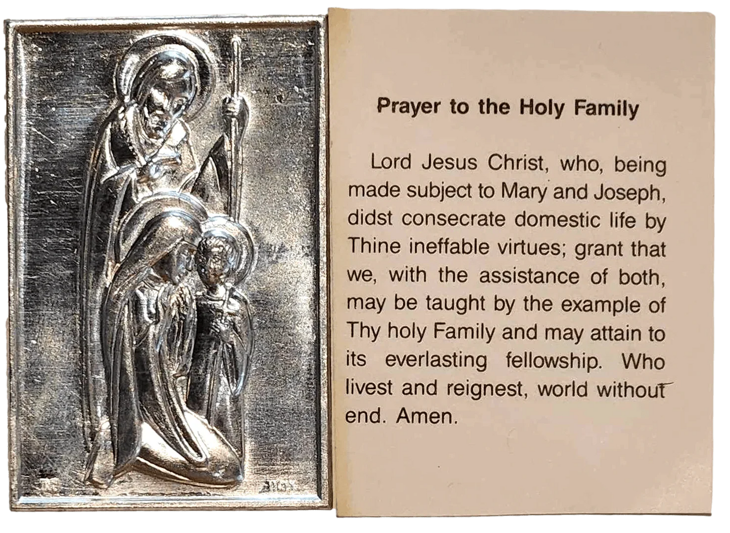 Pocket Shrine Patron Saint Prayer Plaque Booklet Set – 4"x2.5" New Old Stock - Ysleta Mission Gift Shop