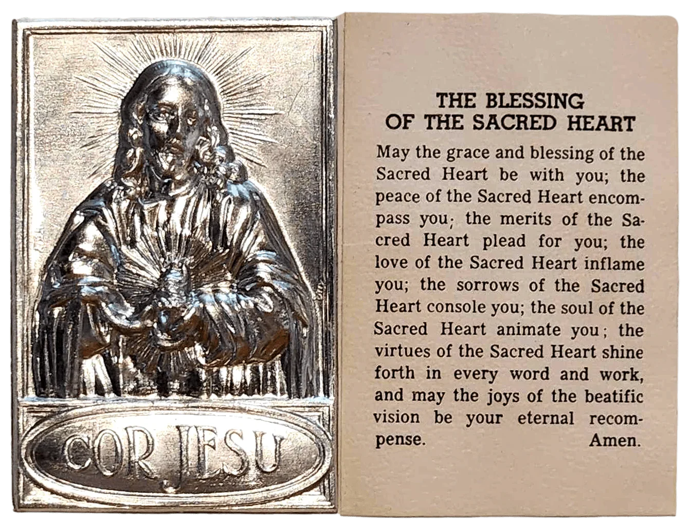 Pocket Shrine Patron Saint Prayer Plaque Booklet Set – 4"x2.5" New Old Stock - Ysleta Mission Gift Shop