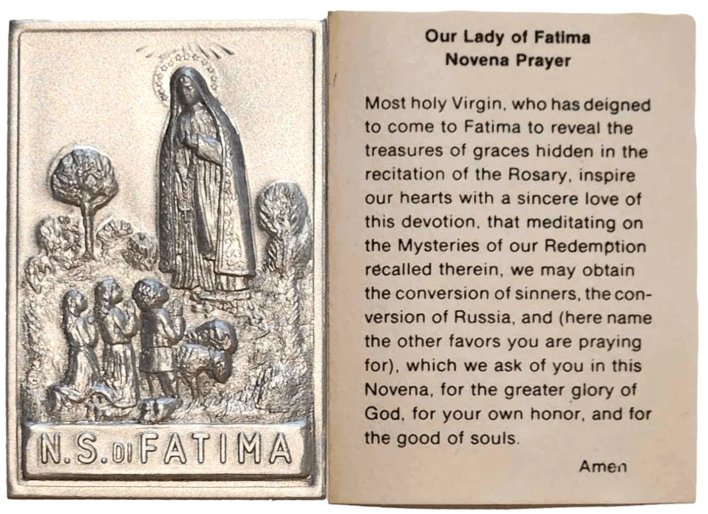 Pocket Shrine Patron Saint Prayer Plaque Booklet Set – 4"x2.5" New Old Stock - Ysleta Mission Gift Shop