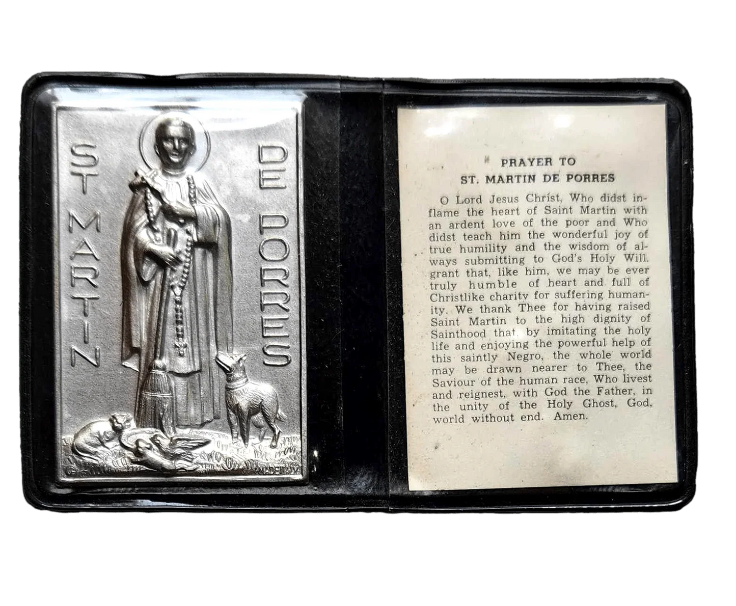 Pocket Shrine Patron Saint Prayer Plaque Booklet Set – 4"x2.5" New Old Stock - Ysleta Mission Gift Shop