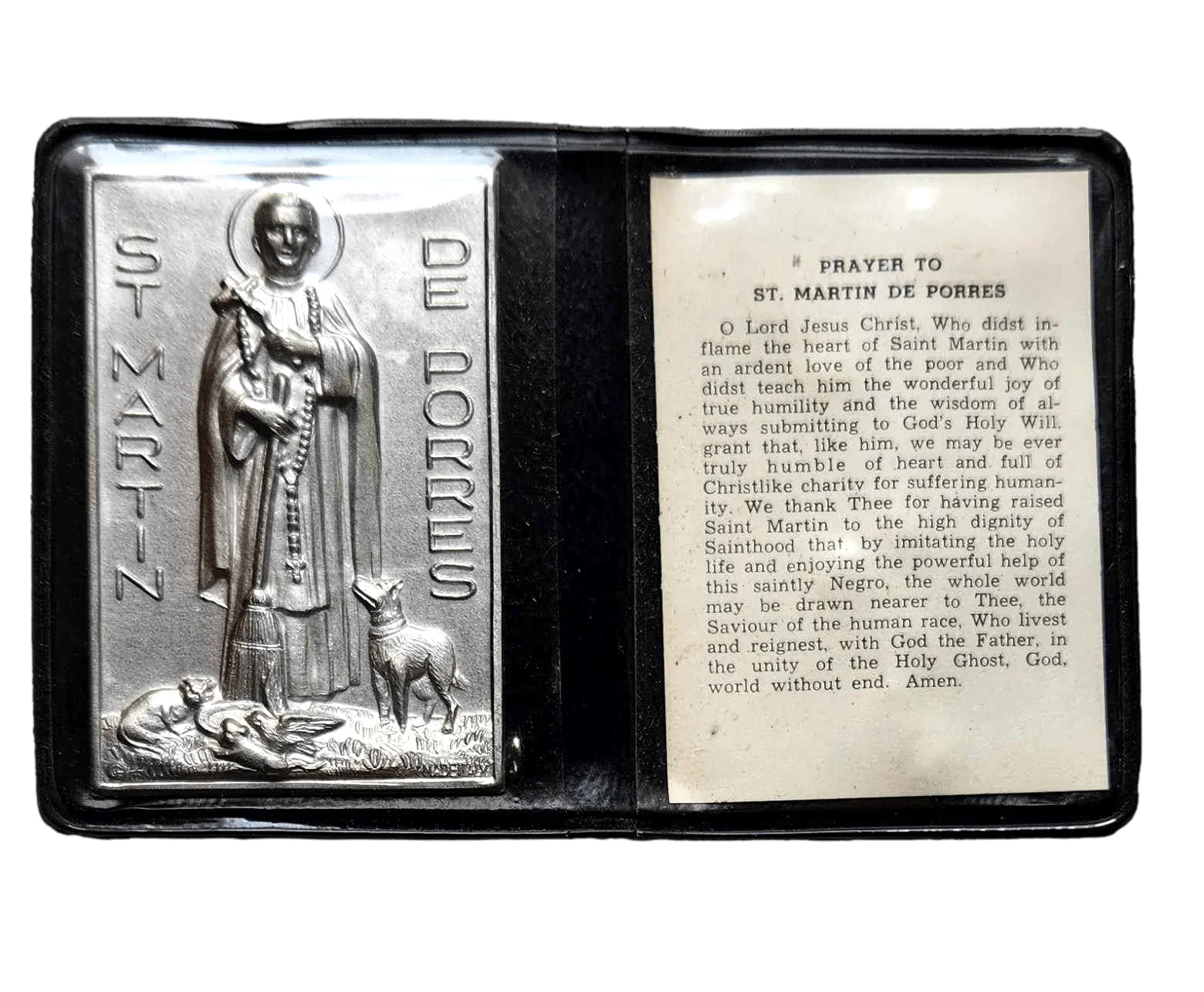Pocket Shrine Patron Saint Prayer Plaque Booklet Set – 4"x2.5" New Old Stock - Ysleta Mission Gift Shop