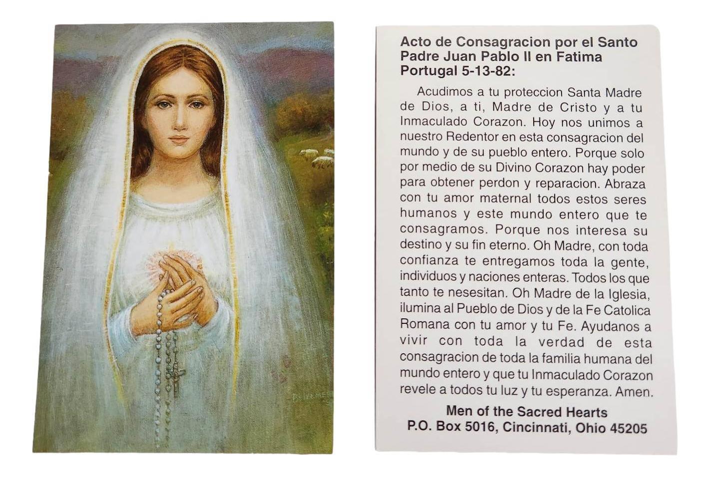 Prayer Card Acto de Consagracion por el Santo Padre Juan Pablo ll en Fatima Portugal 5-13-82 - Ysleta Mission Gift Shop