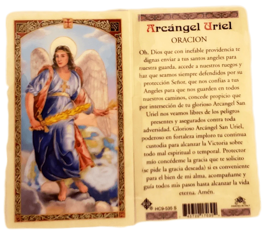 Prayer Card Arcangel Uriel Oracion SPANISH Laminated HC9-535S - Ysleta Mission Gift Shop
