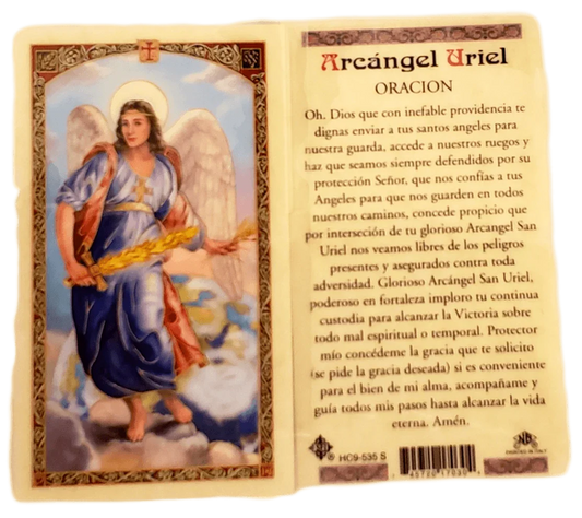 Prayer Card Arcangel Uriel Oracion SPANISH Laminated HC9-535S - Ysleta Mission Gift Shop
