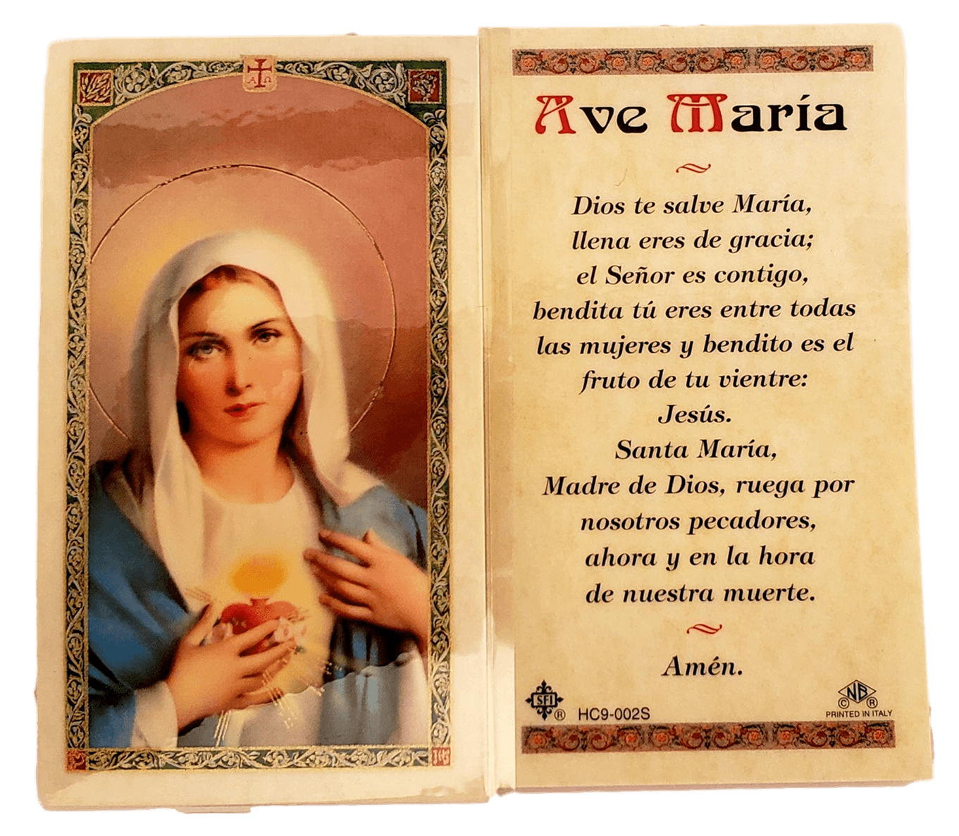 Prayer Card Ave Maria SPANISH Laminated HC9-002S - Ysleta Mission Gift Shop
