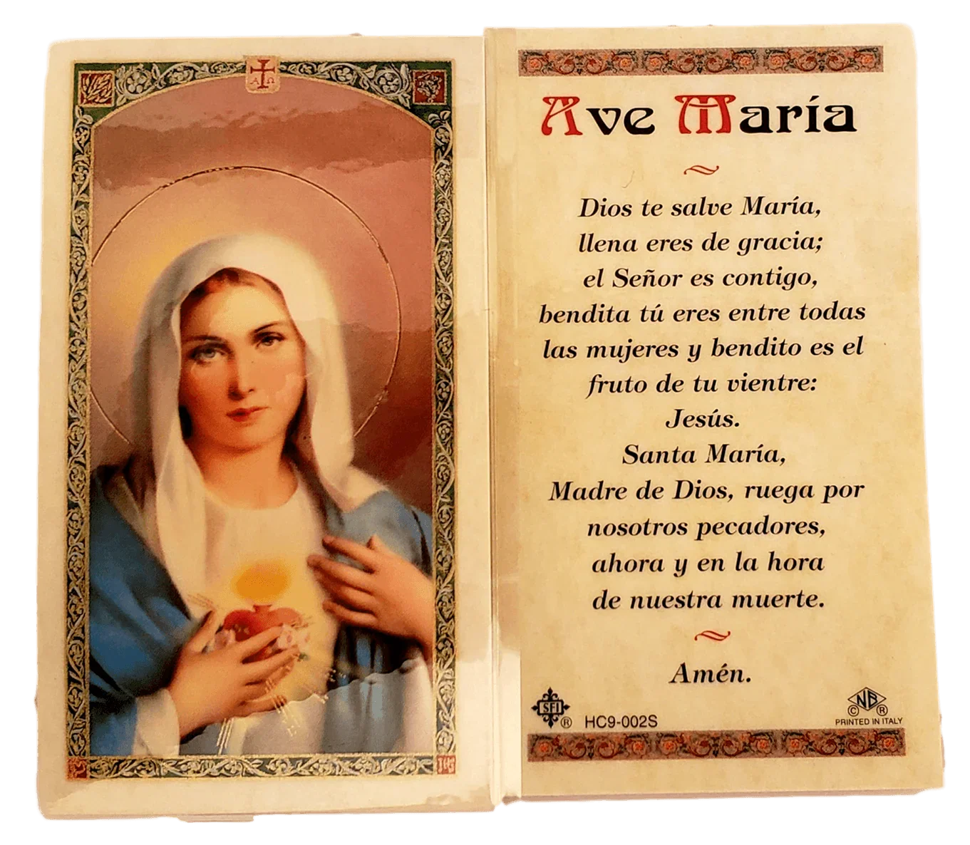 Prayer Card Ave Maria SPANISH Laminated HC9-002S - Ysleta Mission Gift Shop