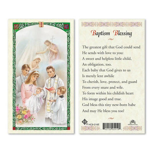 Prayer Card Baptism Blessing Laminated HC9-216E - Ysleta Mission Gift Shop