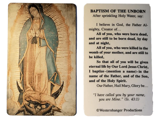 Prayer Card Baptism Of The Unborn Laminated Mini Pocket Card NC - Ysleta Mission Gift Shop