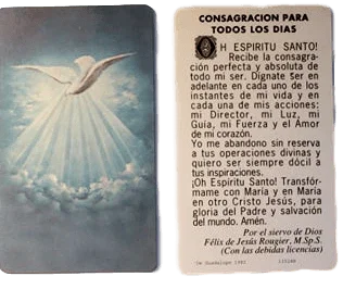Prayer Card Consagracion Para Todos Los Dias SPANISH Mini Pocket Laminated B - Ysleta Mission Gift Shop