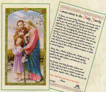 Prayer Card Consecration To The Holy Family Laminated HC9-050E - Ysleta Mission Gift Shop