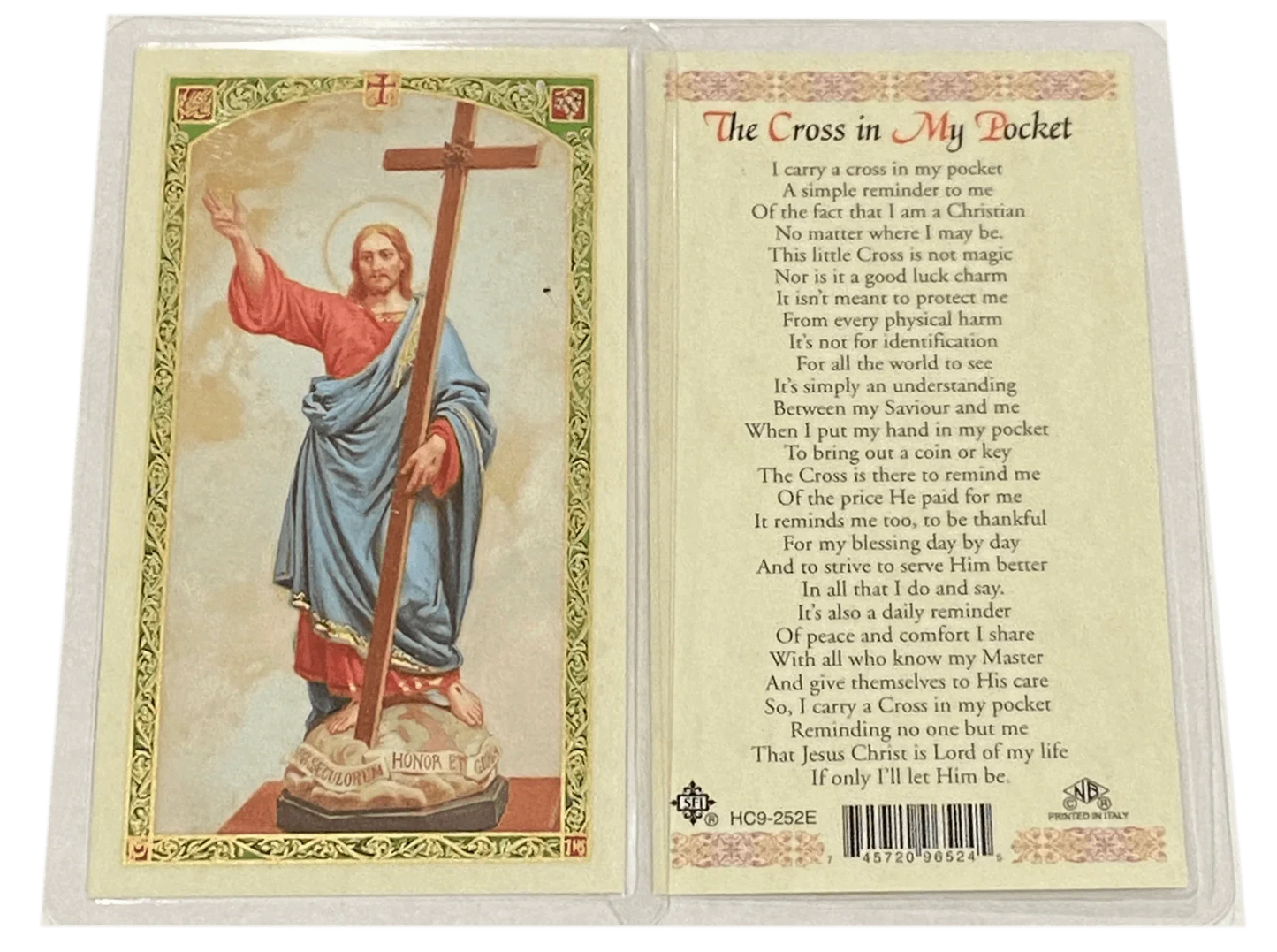 Prayer Card Cross In My Pocket Laminated English HC-E - Ysleta Mission Gift Shop