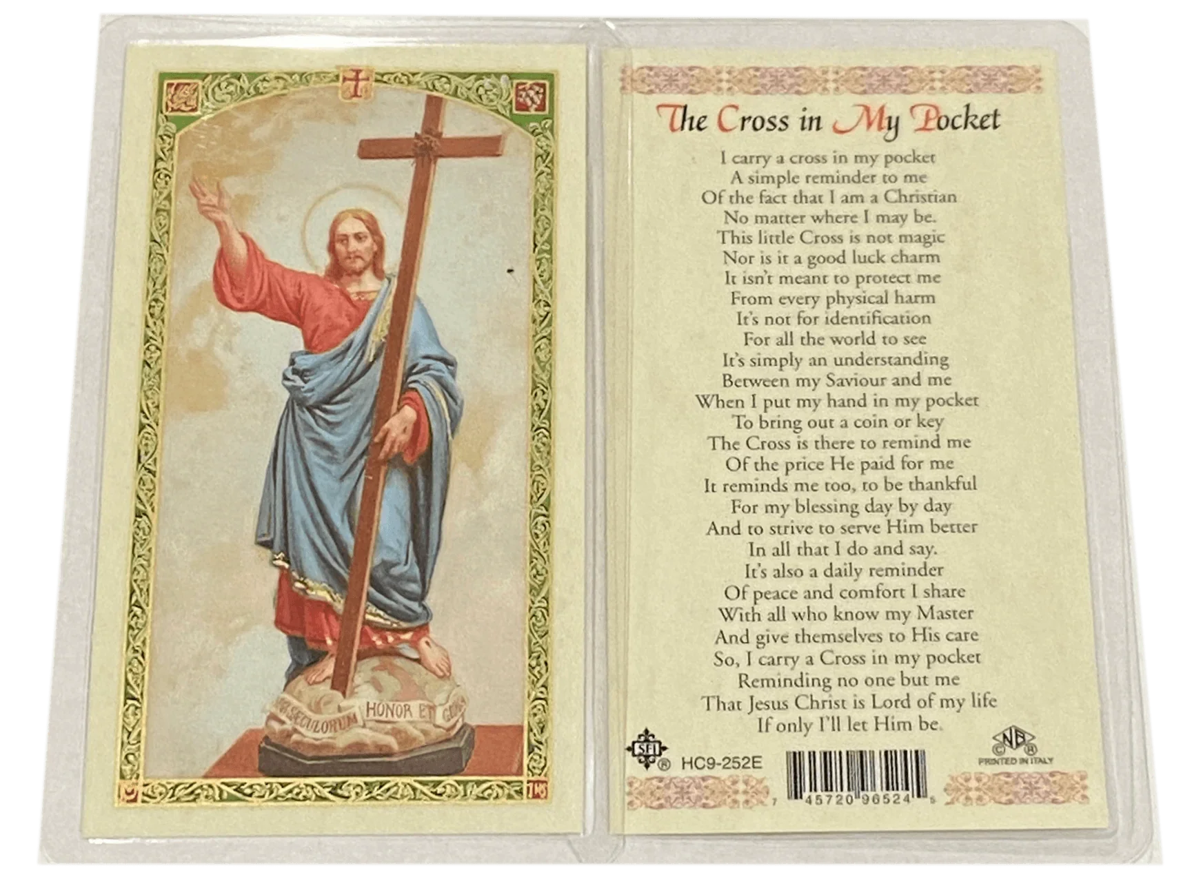 Prayer Card Cross In My Pocket Laminated English HC-E - Ysleta Mission Gift Shop
