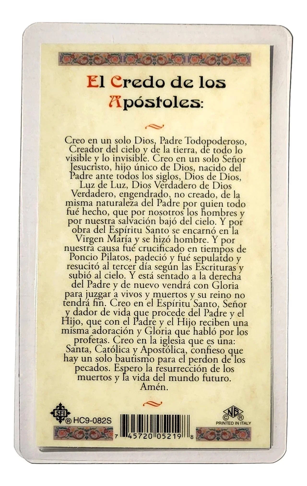 Prayer Card El Credo de Los Apostoles SPANISH Laminated HC9-082S - Ysleta Mission Gift Shop