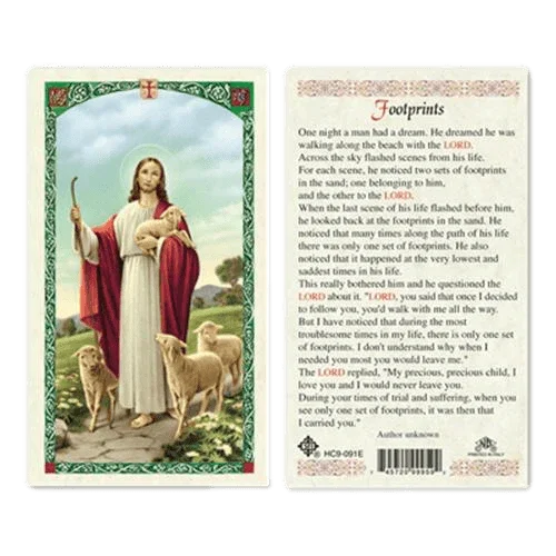 Prayer Card Footprints Laminated HC9-091E - Ysleta Mission Gift Shop