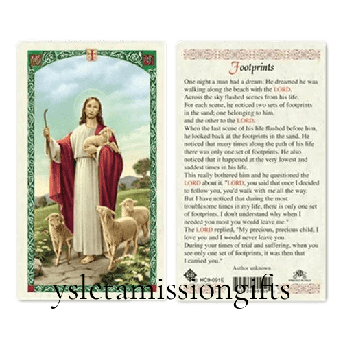 Prayer Card Footprints Laminated HC9-091E - Ysleta Mission Gift Shop