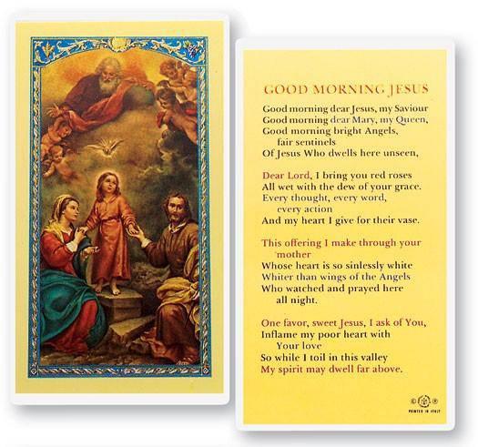 Prayer Card Good Morning Jesus Laminated - Ysleta Mission Gift Shop