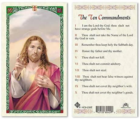 Prayer Card Jesus Blessing Ten Commandments Laminated HC9-235E - Ysleta Mission Gift Shop