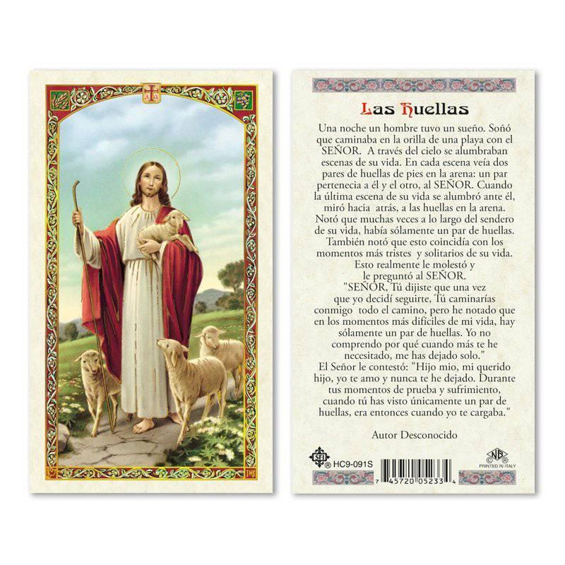 Prayer Card Jesus Las Huellas Laminated HC9-091S - Ysleta Mission Gift Shop