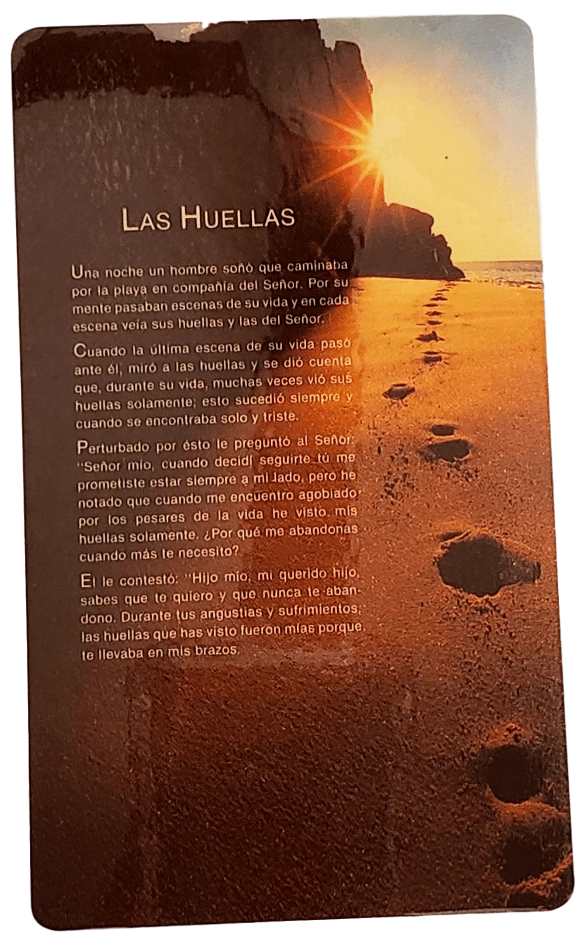 Prayer Card Las Huellas SPANISH Laminated JB CO - Ysleta Mission Gift Shop
