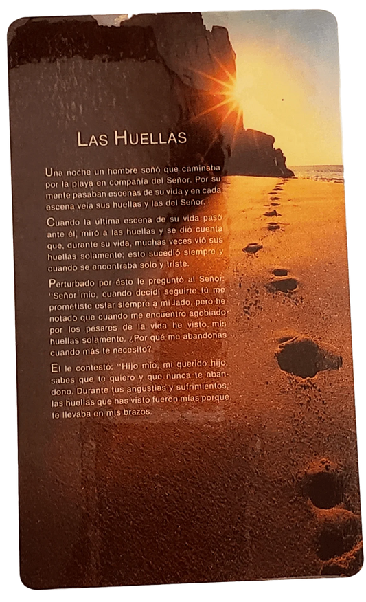 Prayer Card Las Huellas SPANISH Laminated JB CO - Ysleta Mission Gift Shop