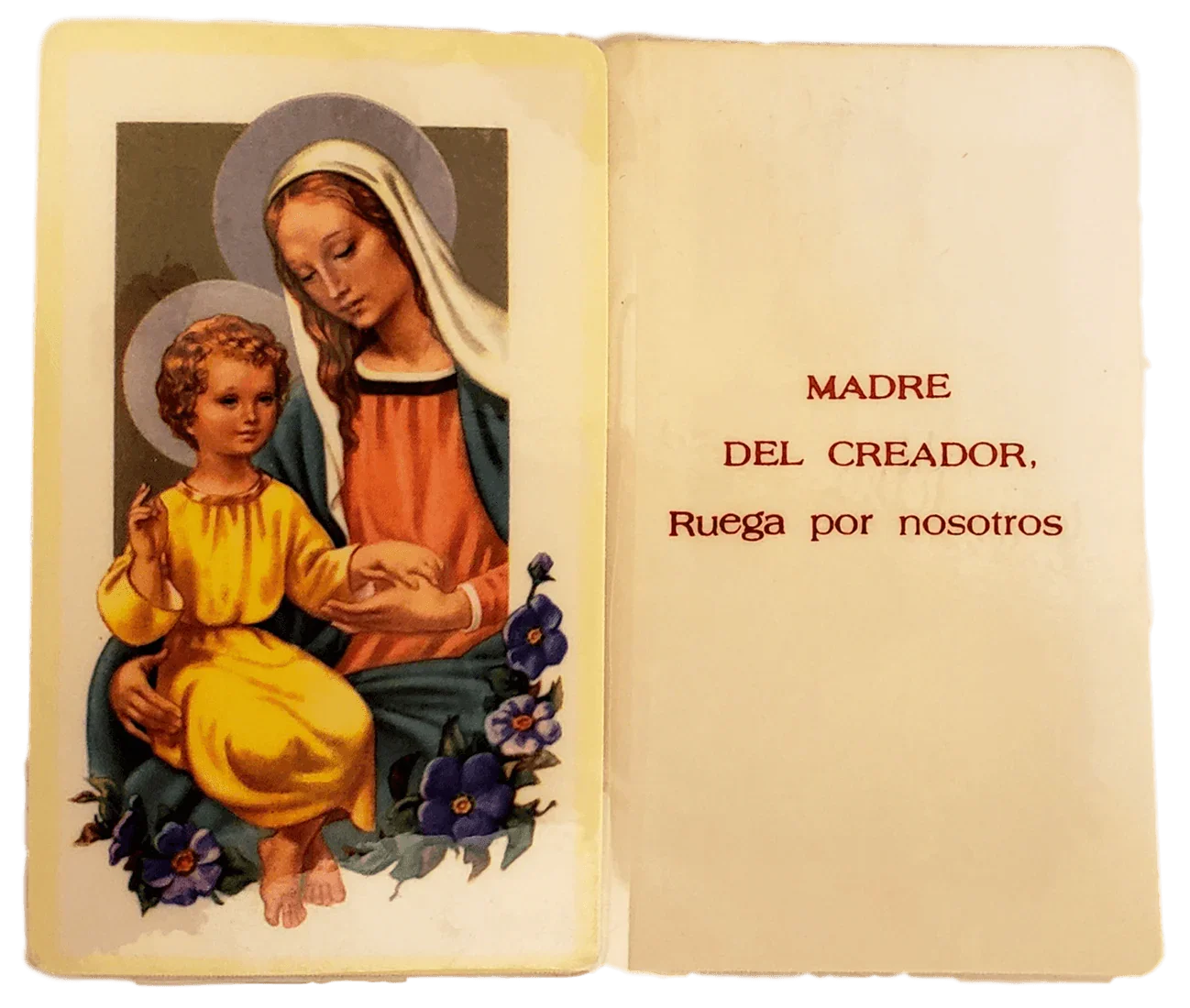 Prayer Card Madre Del Creador Ruega Por Nostros SPANISH Laminated NC - Ysleta Mission Gift Shop